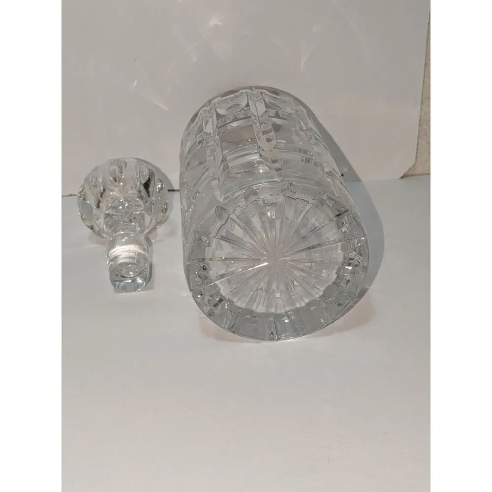 VTG 60s Roberts & Dore 925 Sterling Silver Rim Cut Crystal Decanter